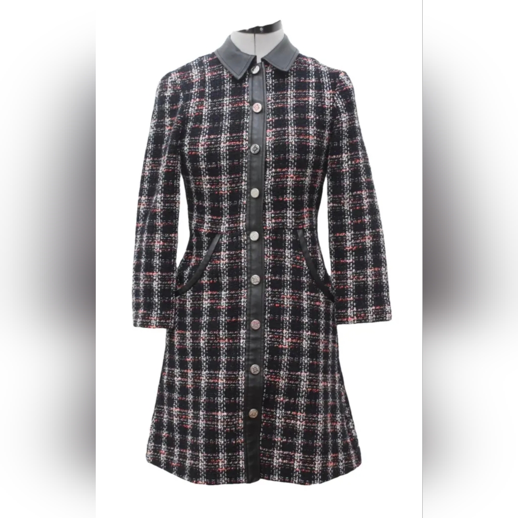 Maje Black And White Tweed Mini Dress
